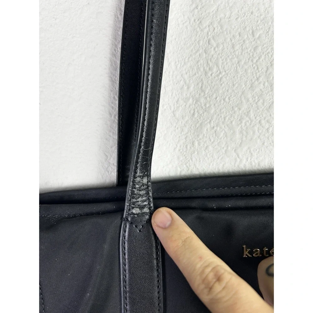 Kate Spade‎ Chelsea Large Travel Tote Bag Black Nylon Leather Trim Laptop Sleeve
